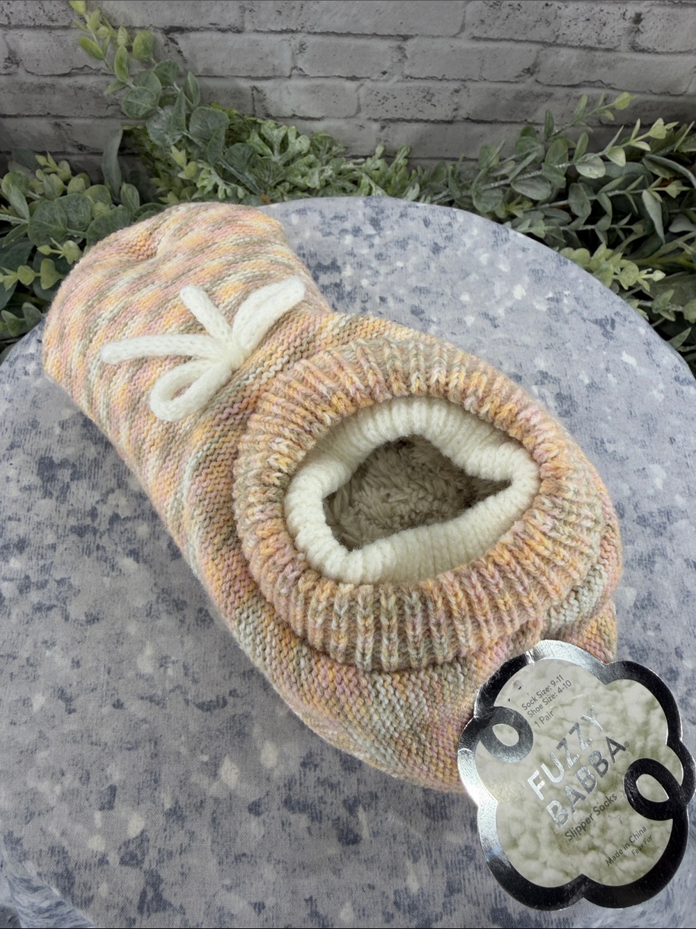 FUZZY BABBA - “Peachy Pink” Plush & Cozy Ballerina Slipper Socks WMS - One Size